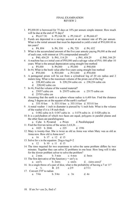 Geodetic Engineering Review EXAM Final .